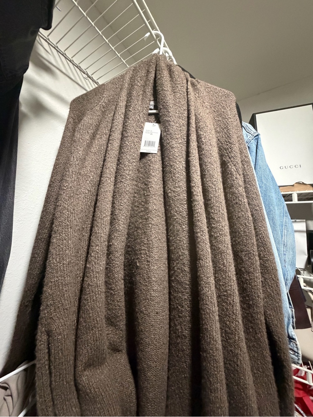 Vince Brown Open-Front Knit Cardigan